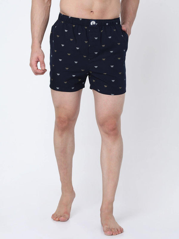 Men's Comfort Fit Boxer Shorts - Navy Multi & Burgundy ( Pack of 2)