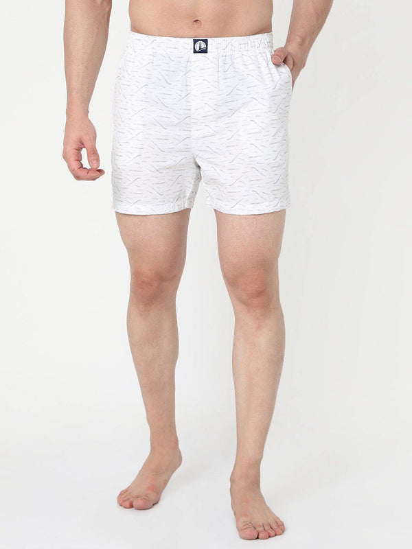 Men's Comfort Fit Boxer Shorts - Peach, Aqua & White Grey ( Pack of 3)