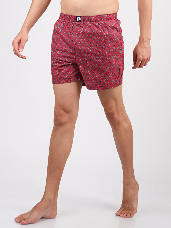 Men's Comfort Fit Boxer Shorts - White Flower Print & Paisley Print ( Pack of 2)