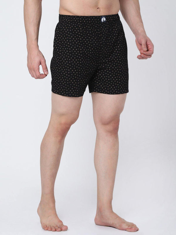 Men's Comfort Fit Boxer Shorts - Red Gingham Checks, Blue Gingham Checks & Black ( Pack of 3)