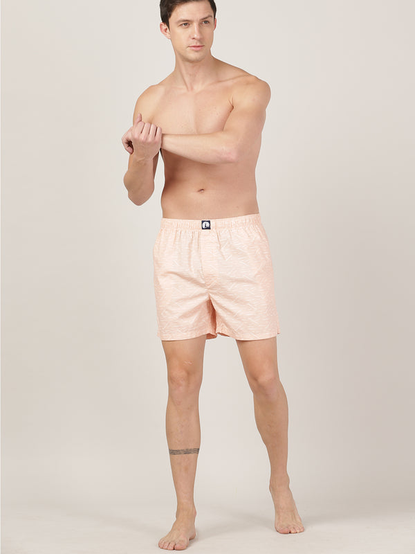 Men's Comfort Fit Boxer Shorts - Peach, Aqua & White Grey ( Pack of 3)