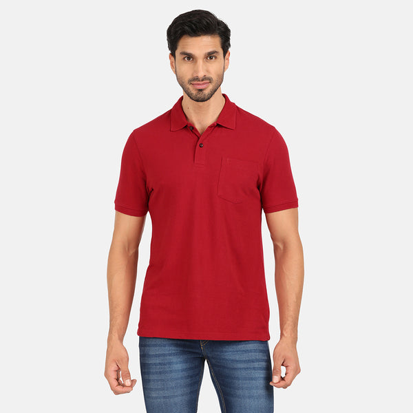 Men's Comfort Fit Polo T Shirt with Pocket - Imperial Red