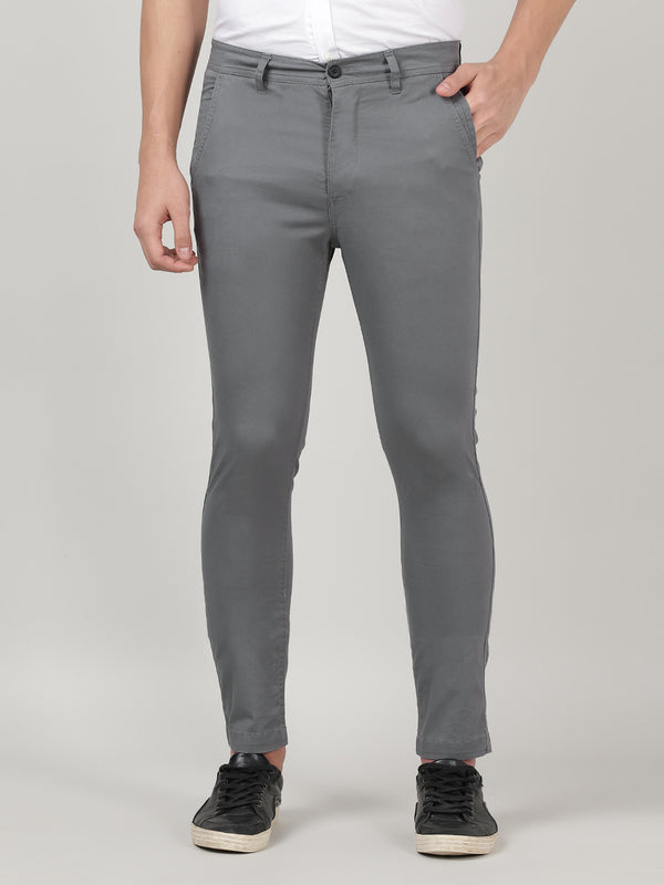 Tapered Fit Mens Slim Fit Stretch Chinos Pants - Stone Grey