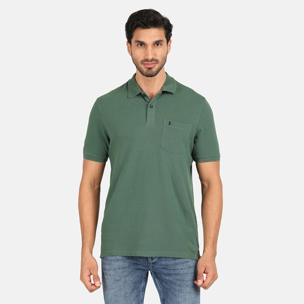 Men's Comfort Fit Polo T Shirt with Pocket - Highland Green