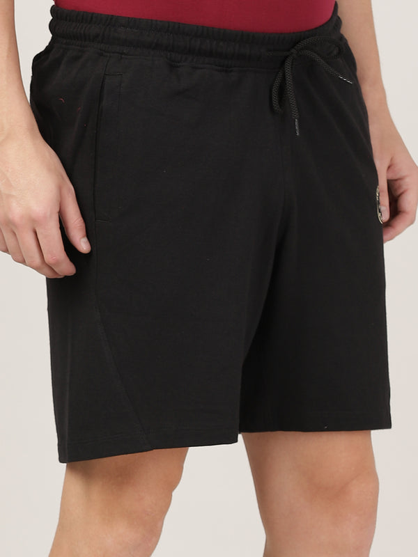 Men's Comfort Fit Knitted Shorts  - Black