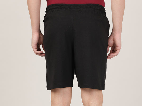 Men's Comfort Fit Knitted Shorts  - Black