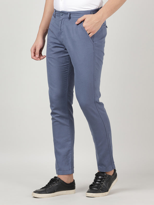 Men's Cotton Linen Trouser - Sapphire Grey