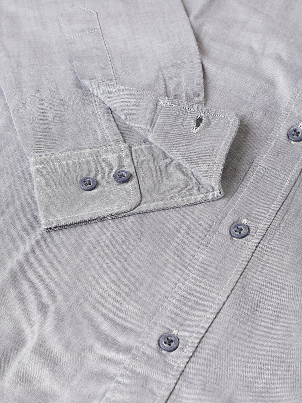 Men's Oxford Chambray Regular Slim Fit Shirt - Charcoal Grey
