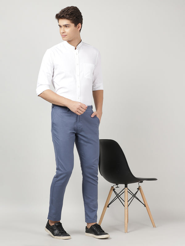 Men's Cotton Linen Trouser - Sapphire Grey