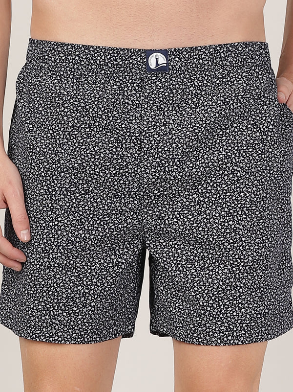 Men's Comfort Fit Boxer Shorts - White Flower Print