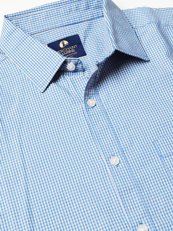 Men's Checks Half Sleeves Shirt Regular Slim Fit - Blue