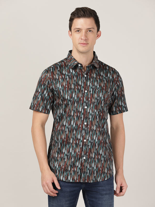 Men's Regular Slim Fit Shirt - Pine Tree Print