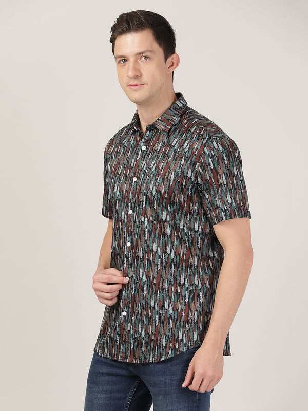 Men's Regular Slim Fit Shirt - Pine Tree Print