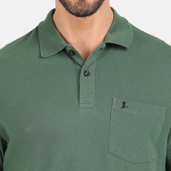 Men's Comfort Fit Polo T Shirt with Pocket - Highland Green