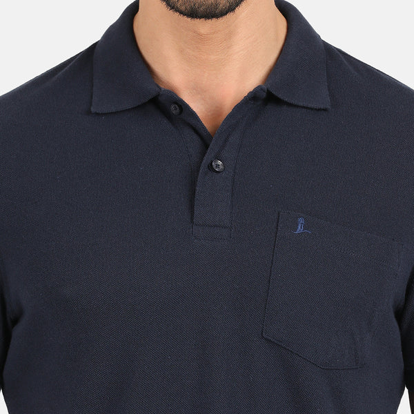 Men's Comfort Fit Polo T Shirt with Pocket - Navy