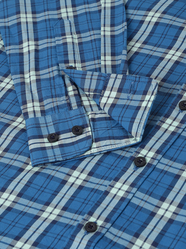 Men's Regular Slim Fit Twill Shirt -  French Blue & Bay