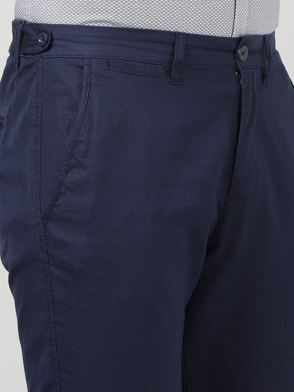 Men's Cotton Linen Trouser - Navy Blue